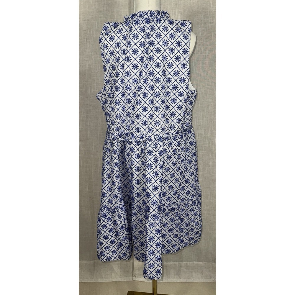 Draper‎ James Dress 1X Women's Blue Tiered Embroidered Elastic Waist Sleeveless - Picture 5 of 7